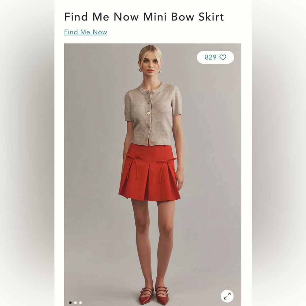 BNWT Anthroplogie Red Mini Bow Skirt - Size XS